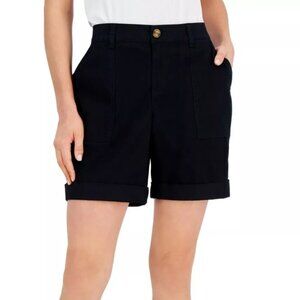 NEW! Style & Co‎ Roll Tab Bermuda Shorts Black 14 Cotton Blend $39.50 Mid Rise